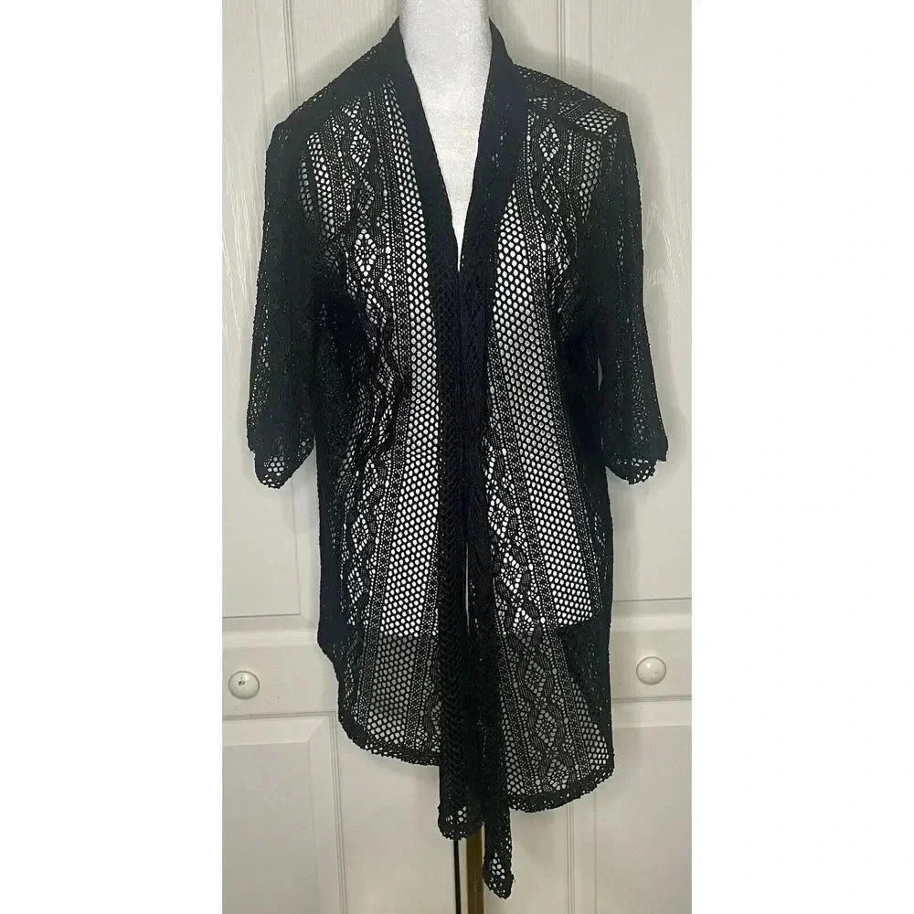Kim Rogers‎ Curvy Swim Black Mesh Cover Up See-Thru Women’s Size 2XL